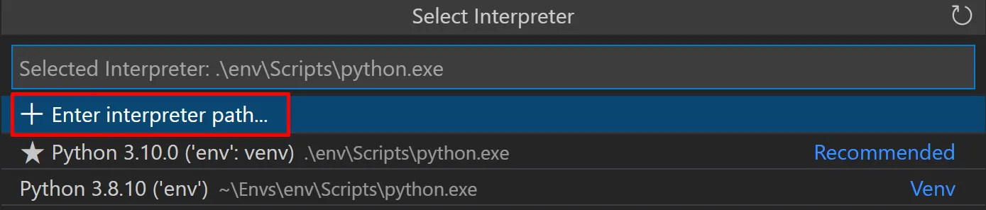 Select Python Interpreter